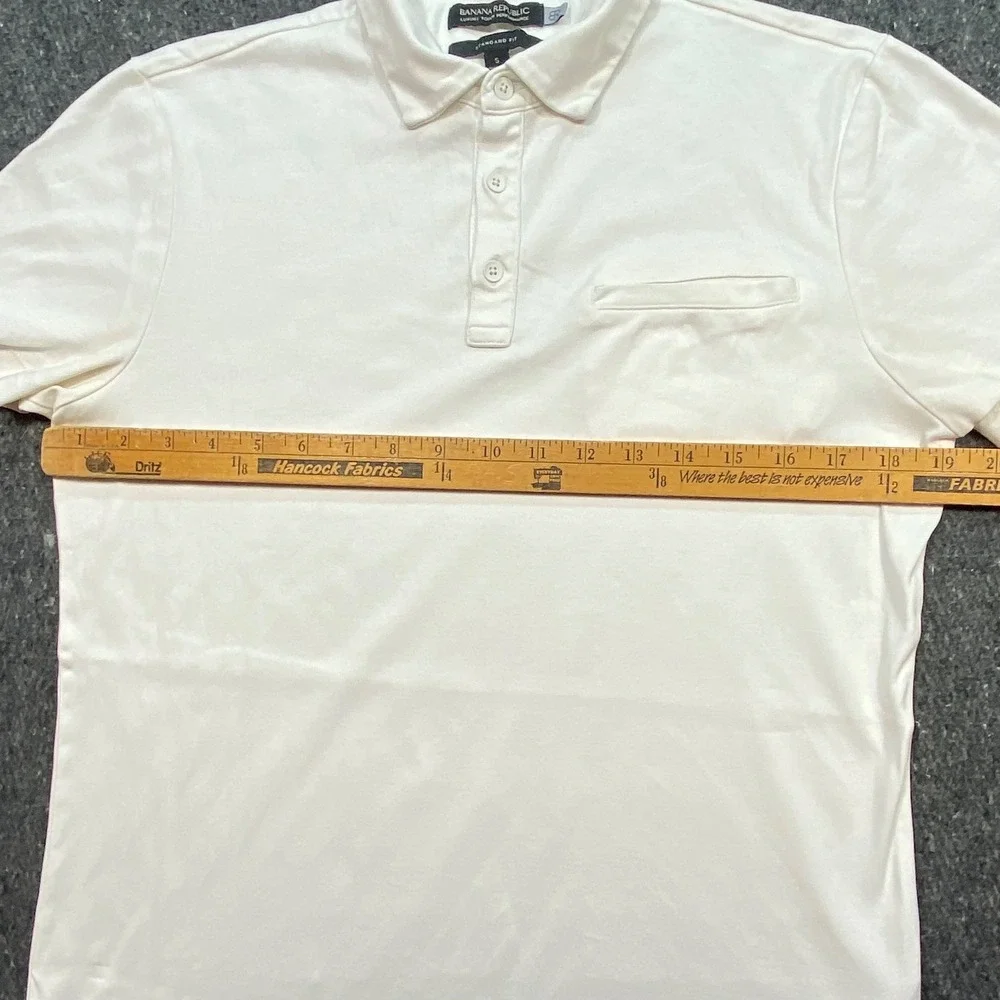 Banana Republic Luxury Touch Performance Polo Sz S Men Cream Pocket Standard Fit